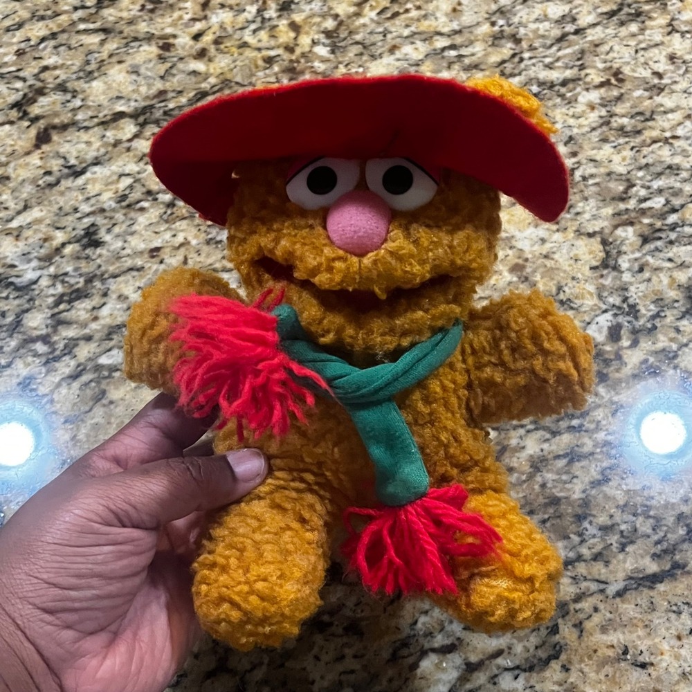 Vintage 1987 Baby Fozzie Bear Plush Muppet Babies Henson Associates 9" Orange